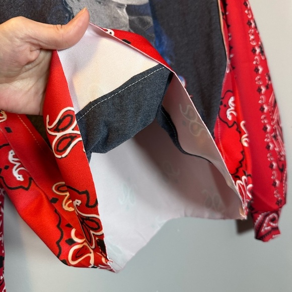 Clay walker sweatshirt upcycle bandana pattern red - Picture 5 of 7